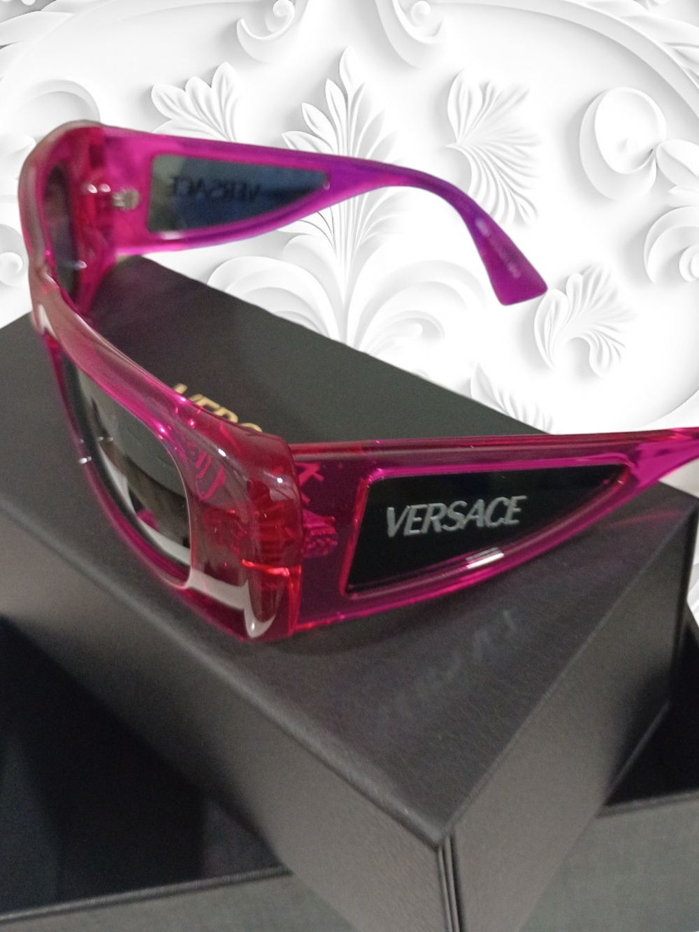 Versace Hot Pink Transparent Logo Sunglasses